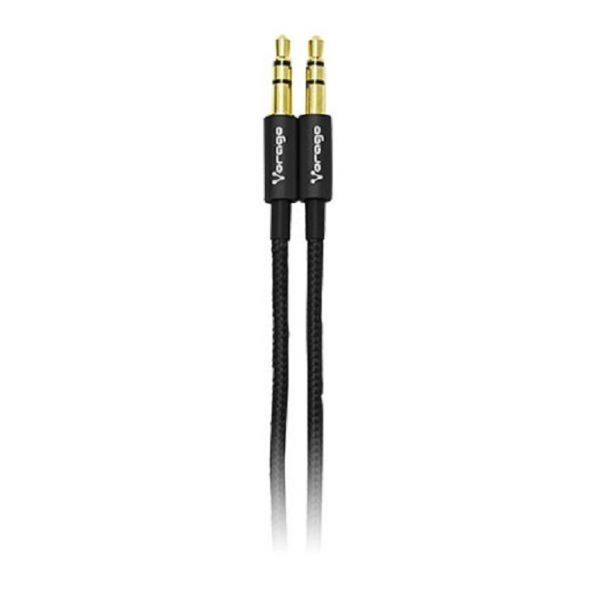CABLE AUXILIAR VORAGO CAB-115 NEGRO METALICO 3.5MM A 3.5 MM BOLSA